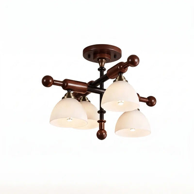 Nebula Modern Wood and Glass Ceiling Light – Walnut Round for Entryway a