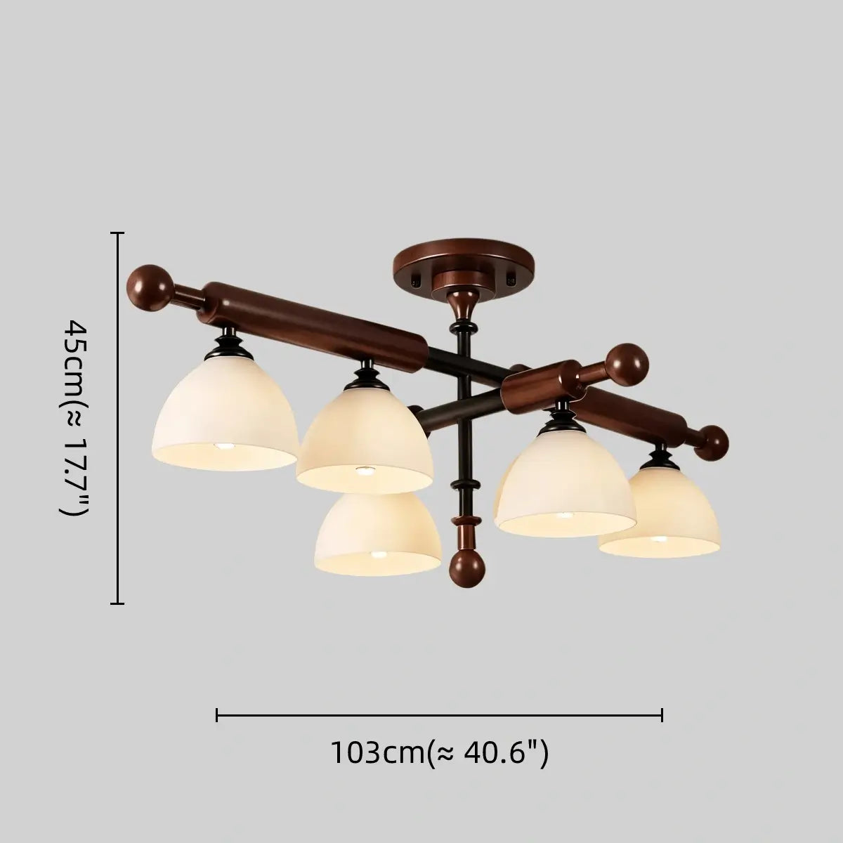 Nebula Modern Wood and Glass Ceiling Light – Walnut Round for Entryway and HallCHICUN
