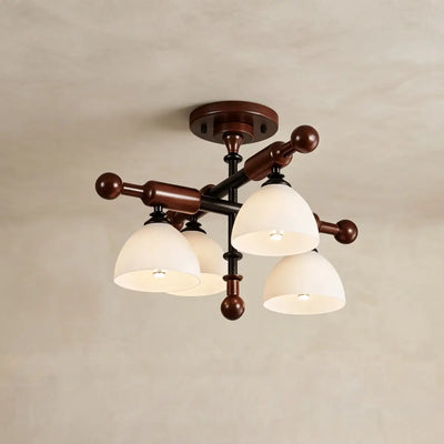 Nebula Modern Wood and Glass Ceiling Light – Walnut Round for Entryway and HallFOU