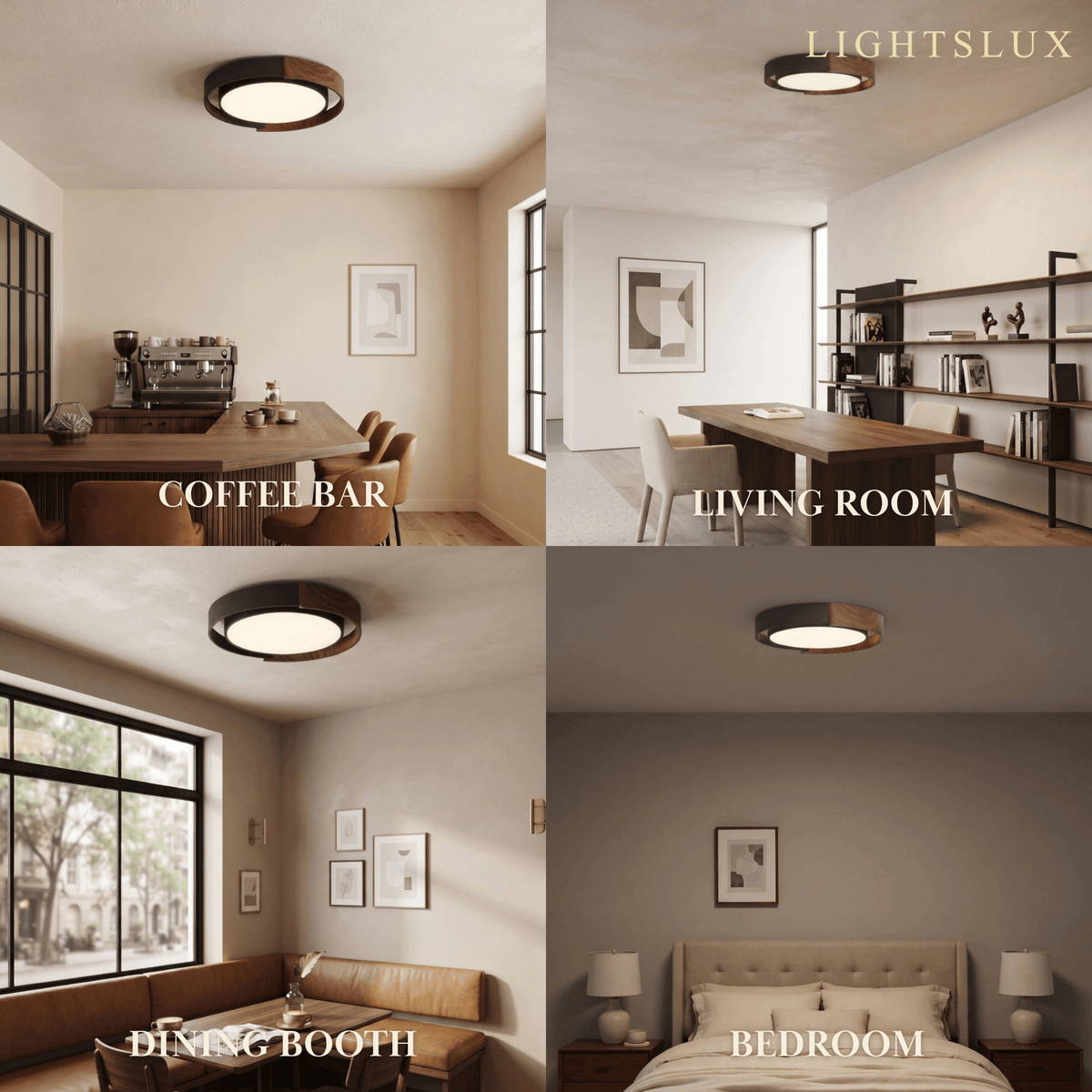 Zenno Natural Walnut Ceiling Light – Round for Bedro