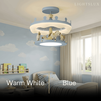 Blue Finish Cartoon Pendant Lamp -- Iron & PE Full-Spectrum LED for Children's Room