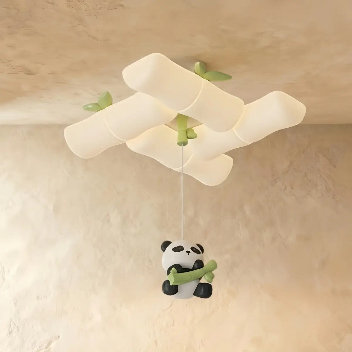 Vivara Art Deco Bamboo-Inspired Ceiling Light -- White Panda Iron & PE