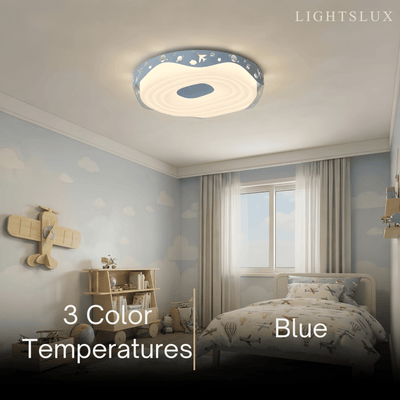 Morandia Blue Modern Round Ceiling Light -- Iron & PE Flush Mount for Bedroom