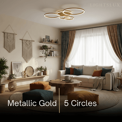  Ring Black/Gold Celing Light, 4Style, for Bedroom/Living Room/Commercial