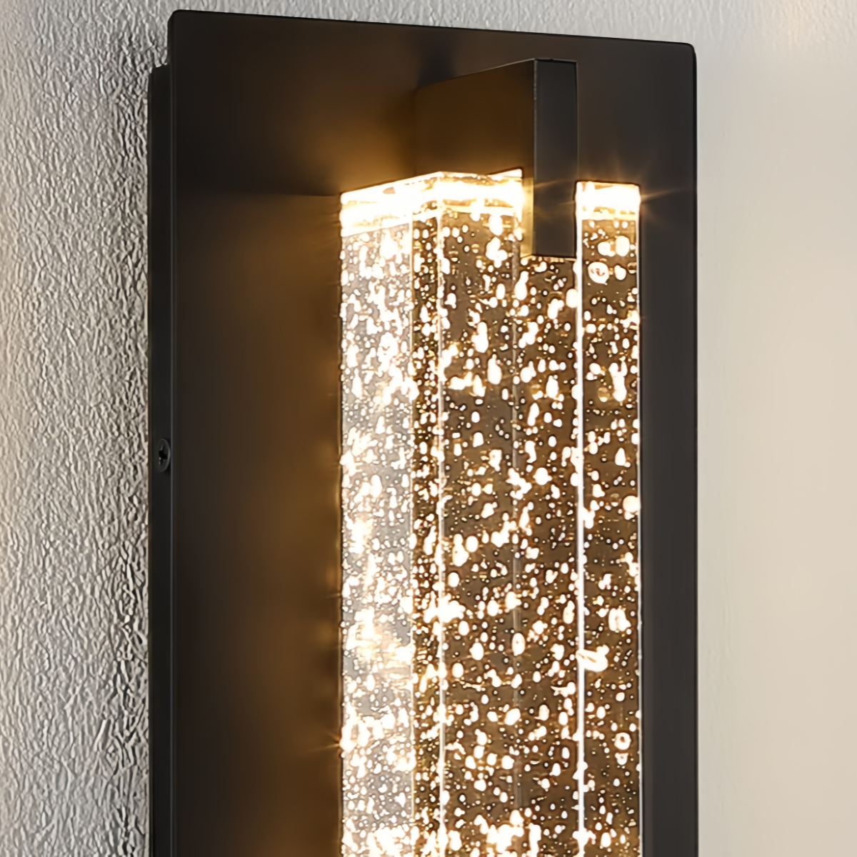 Arcato Modern Outdoor Wall Sconce with Crystal Acrylic Accents - Sleek Black Finish