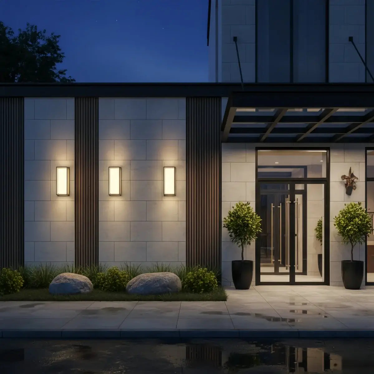  Minimalist Outdoor Wall Sconce in Black Stainless Steel with Adjustable LED Lighting