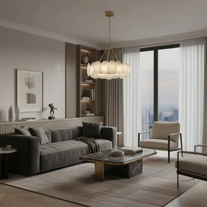 Luxury Sculptural Brushed Gold Chandelier  for Dining Room