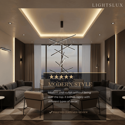 Sculptural Modern Chandelier – Aluminum & Silica Gel LED Halo Light for Living Room 