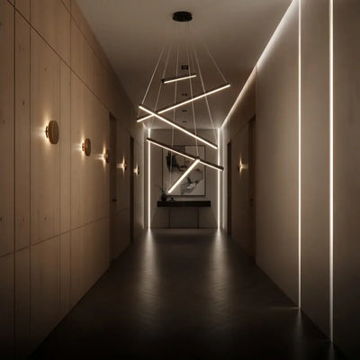 Sculptural Modern Chandelier – Aluminum & Silica Gel LED Halo Light for Living Room 