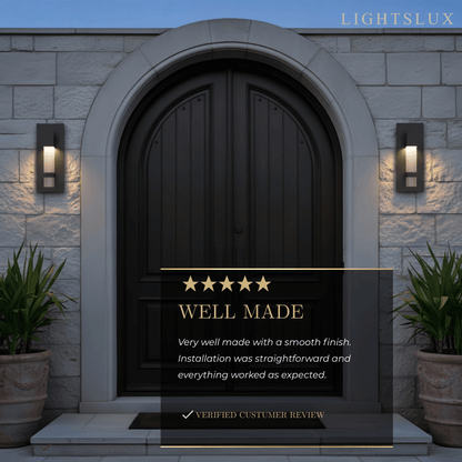 Modern Outdoor Wall Sconce – Black Stainless Steel Crystal Accents Starry Glow for Entryway