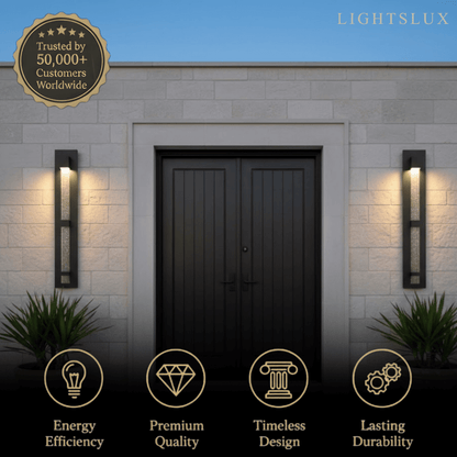 Modern Outdoor Wall Sconce – Black Stainless Steel Crystal Accents Starry Glow for Entryway