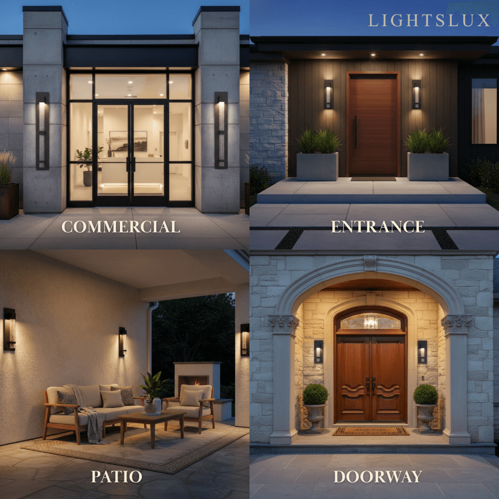 Modern Outdoor Wall Sconce – Black Stainless Steel Crystal Accents Starry Glow for Entryway