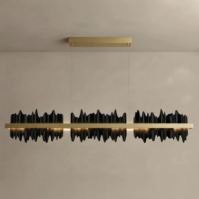  Linear Pendant Light – Polished Gold Border on Jet Black Iron for Kitchen