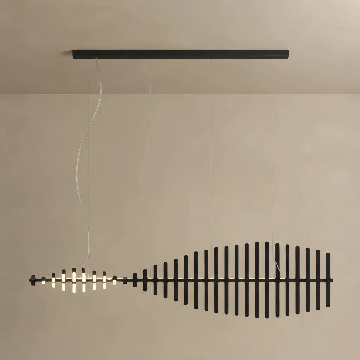 Adjustable Stacked Pendant Light – Black Ash Iron Acrylic Aluminum for Kitchen Island
