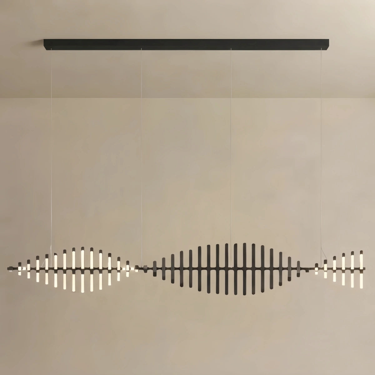 Arcato Modern Adjustable Stacked Pendant Light – Black Ash Iron Acrylic Aluminum 
