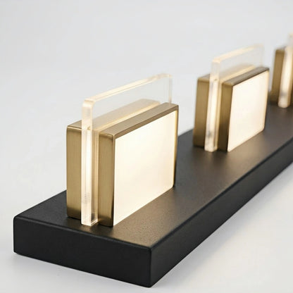 Arcato Modern 3-Light Bathroom Vanity – Cube Acrylic Shades on Matte Black & Gold Bathroom