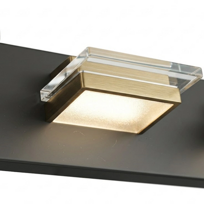 Arcato Modern 3-Light Bathroom Vanity – Cube Acrylic Shades on Matte Black & Gold Bathroom