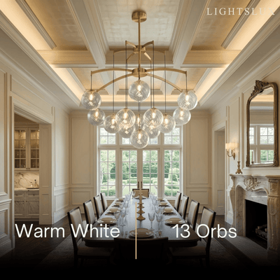 Excelis Royal Globe Chandelier – Solid Brass Brushed Gold Dimmable for Living Room