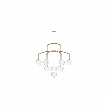 Royal Globe Chandelier – Solid Brass Brushed Gold Dimmable for Living Room