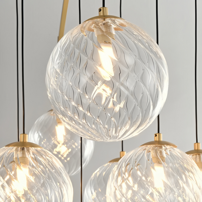 Royal Globe Chandelier – Solid Brass Brushed Gold Dimmable for Living Room