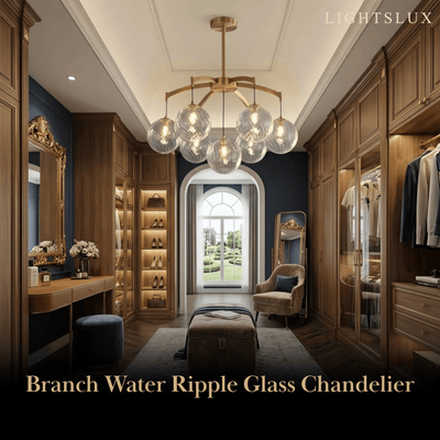 Excelis Royal Globe Chandelier – Solid Brass Brushed Gold Dimmable for Dressing Room