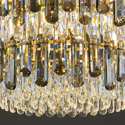 Luxury Crystal Flush Mount Chandelier – Smoky/Clear Dimmable for Living Room