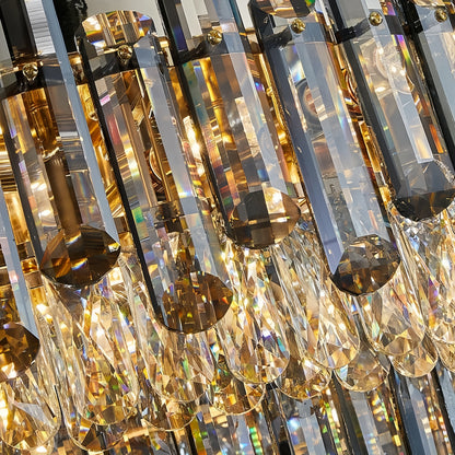 Luxury Crystal Flush Mount Chandelier – Smoky/Clear Dimmable for Living Room