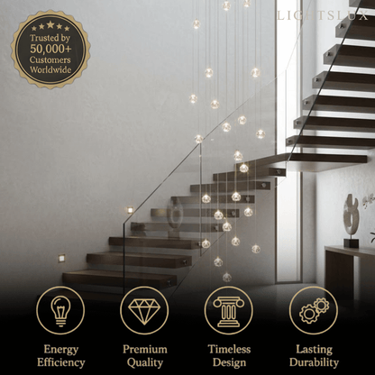 Excelis Modern Silver Crystal Chandelier – Stainless Steel with Clear Crystals Hanging Mount