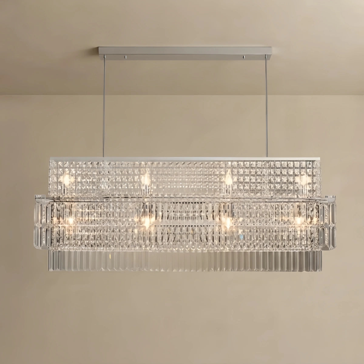 Royal_Cascade_Crystal_Chandelier_Brushed_Stainless_Steel_in_Chrome_Gold_Living_Room