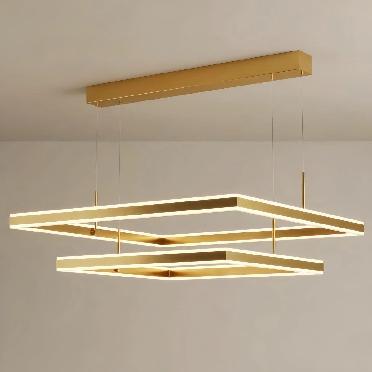 Modern Tiered Square Chandelier – Aluminum Acrylic Black Ash for Living Room