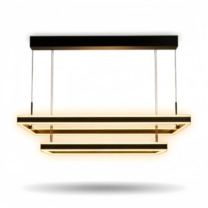 Arcato Modern Tiered Square Chandelier – Aluminum Acrylic Black Ash for Living Room