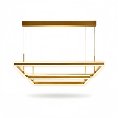 Arcato Modern Tiered Square Chandelier – Aluminum Acrylic Black Ash for Living Room