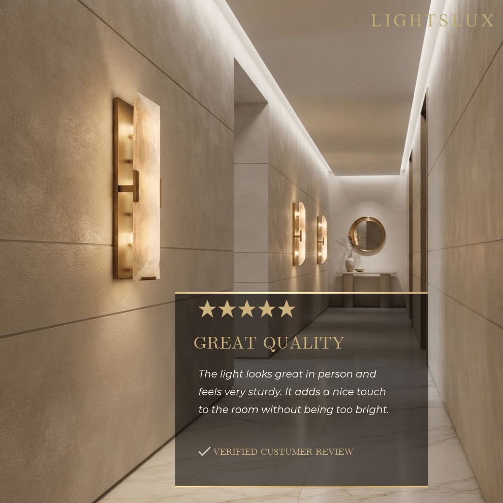  Wall Sconce – Brushed Gold Stainless Steel Backplate Indoor