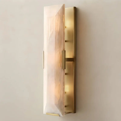 Alabaster Wall Sconce – Brushed Gold Stainless Steel Backplate Indoor