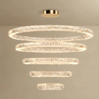 Luxury Tiered Crystal Chandelier – K9 Crystals Gold Finish Celestial Glow