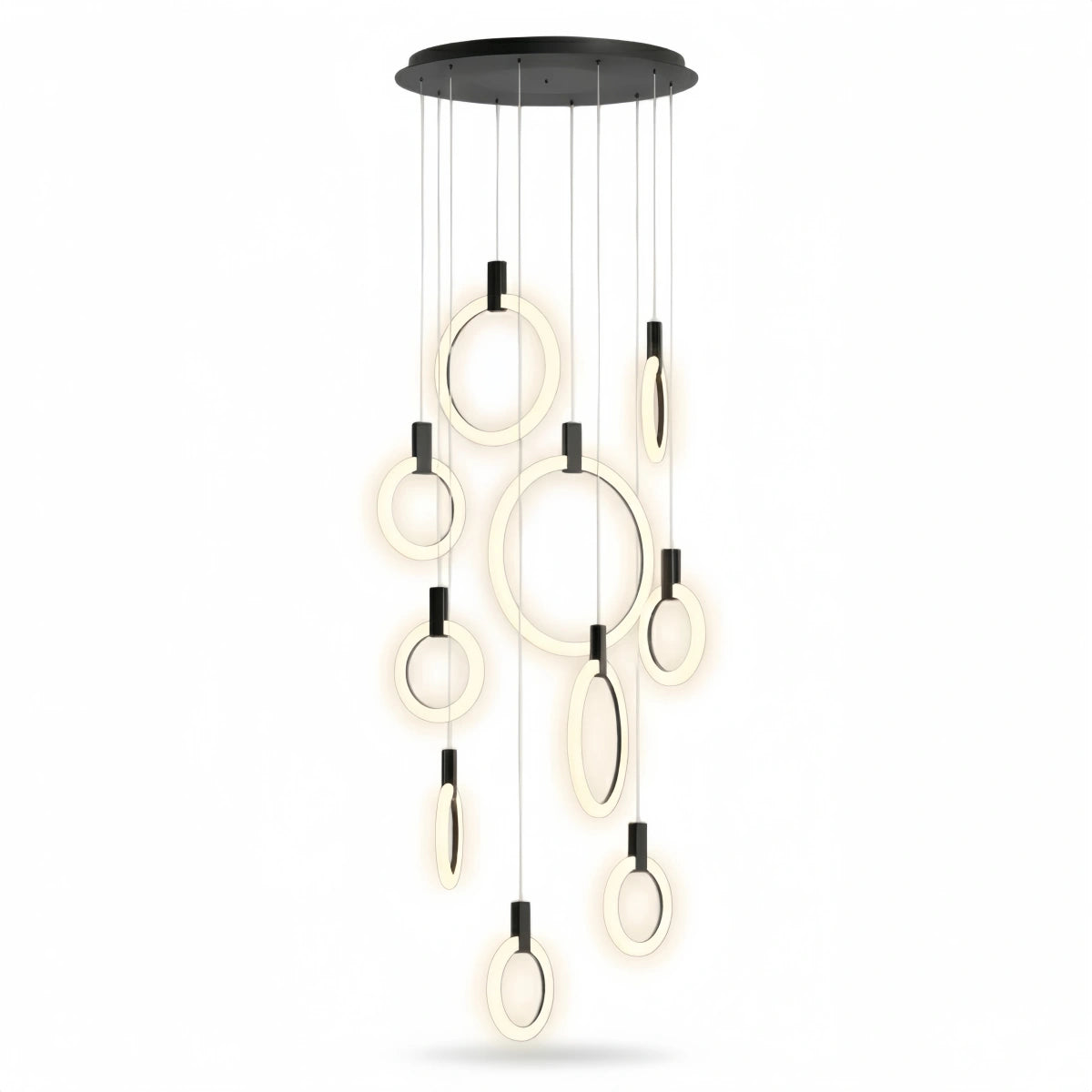 Excelis Luxury Layered Ring Chandelier – Concentric Design for Staircase & Living Room