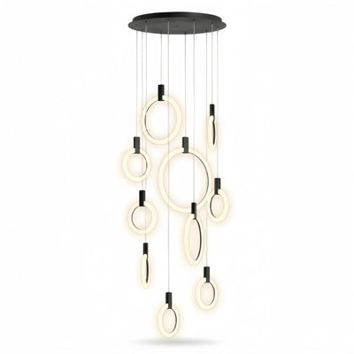 Excelis Luxury Layered Ring Chandelier – Concentric Design for Staircase & Living Room