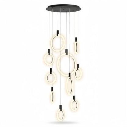 Excelis Luxury Layered Ring Chandelier – Concentric Design for Staircase & Living Room