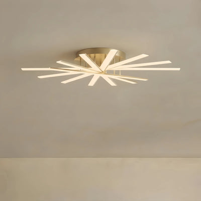 Nebula Modern Geometric Linear Ceiling Light – Black Ash/Metallic Gold for Living Room