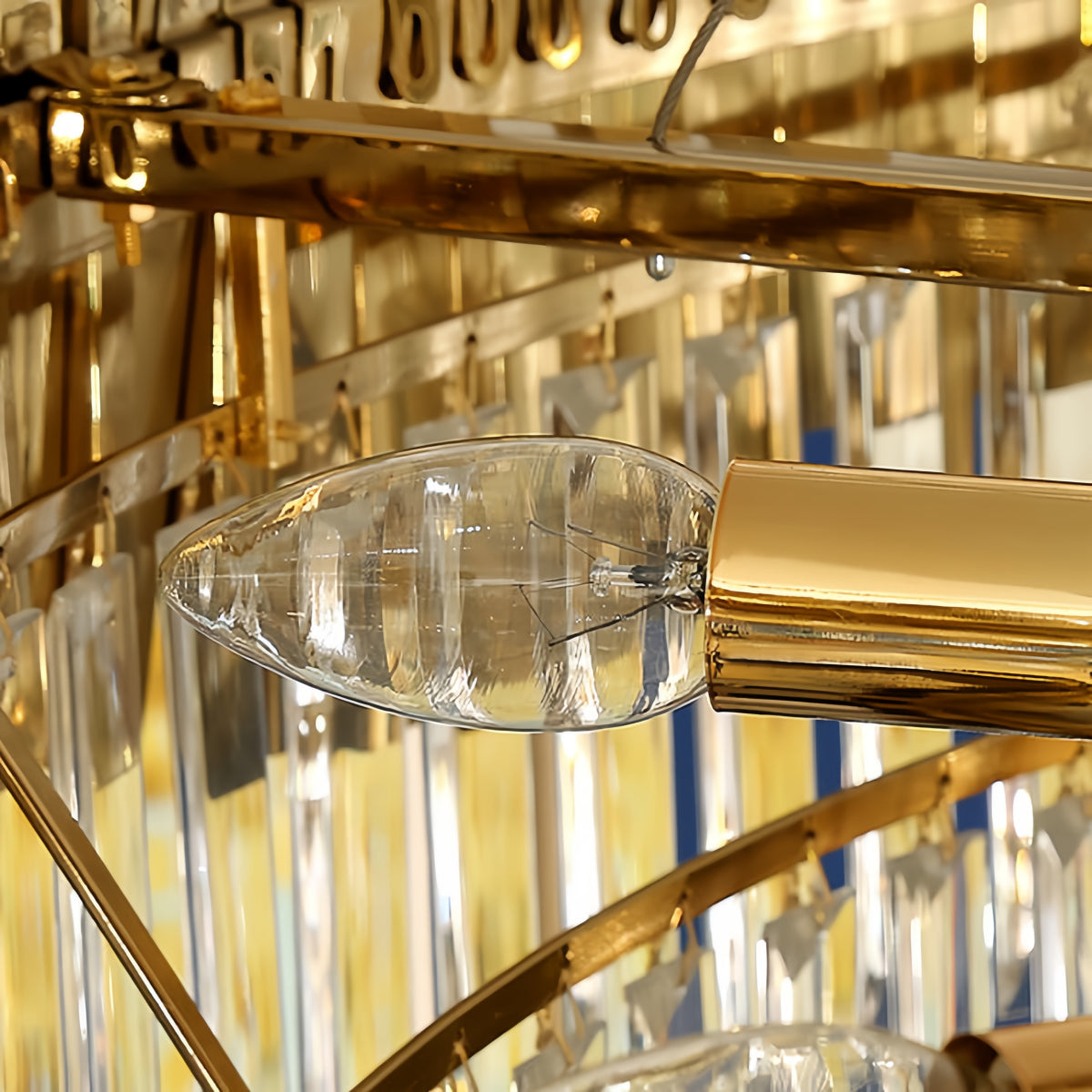 Royal Gold Crystal Chandelier – Tiered Metal with Sparkling Crystals