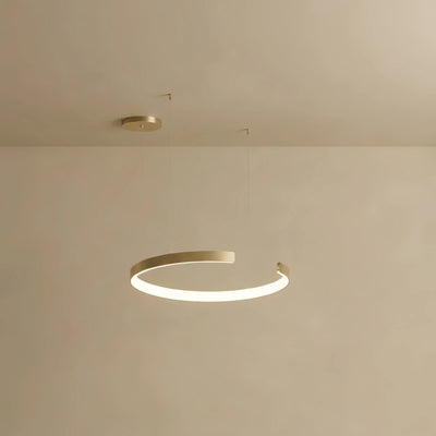 Excelis Modern Floating Gold Ring Pendant – Three Adjustable Wires for Bedroom