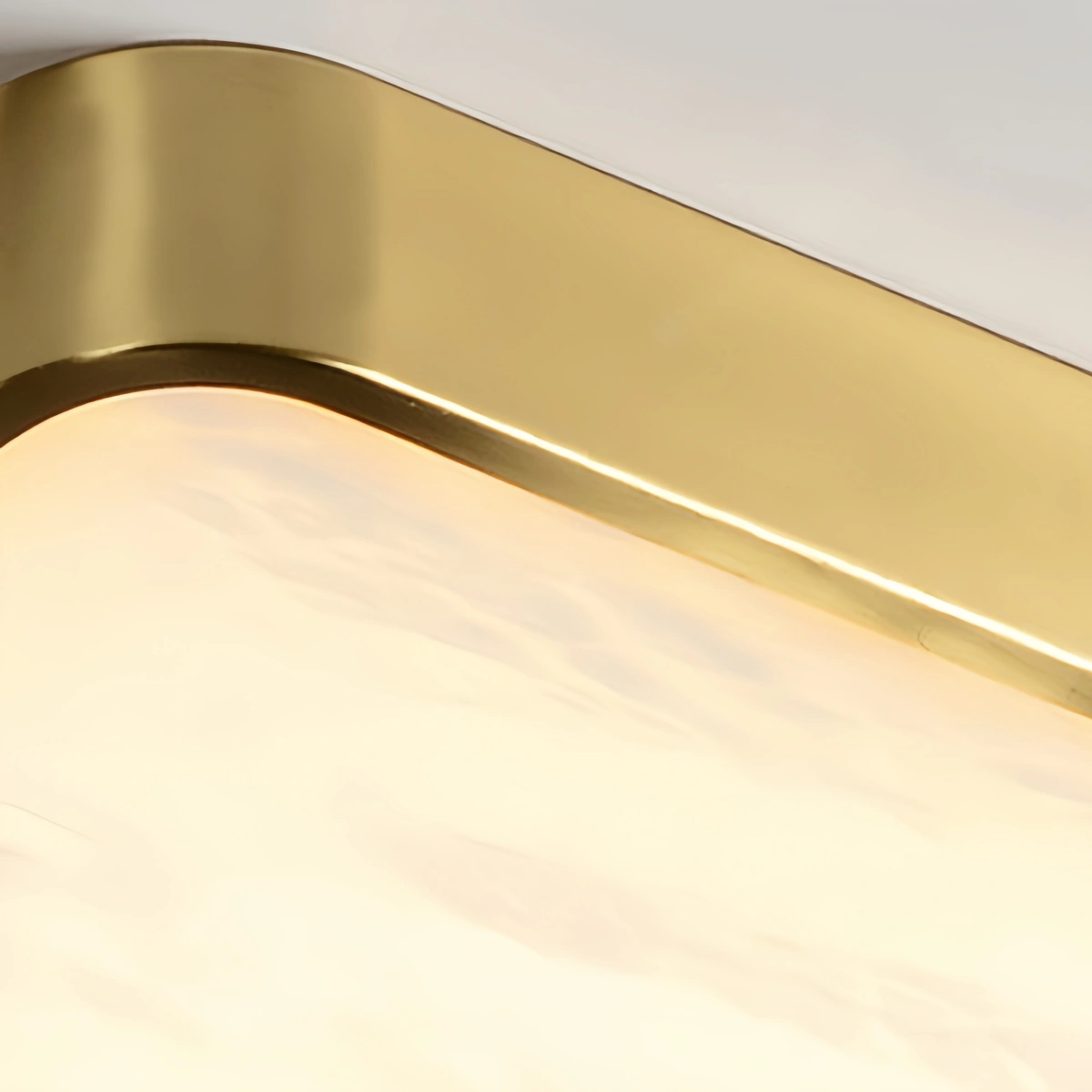 Excelis Luxury Square Alabaster Ceiling Light – Solid Brass Brushed Gold for Bedroom
