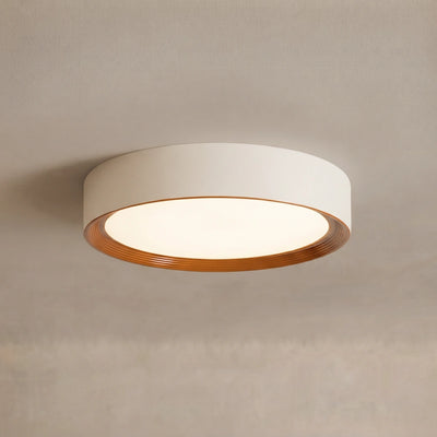 Zenno Modern Flush Mount Ceiling Light – Walnut White Metal Acrylic for Bedroom
