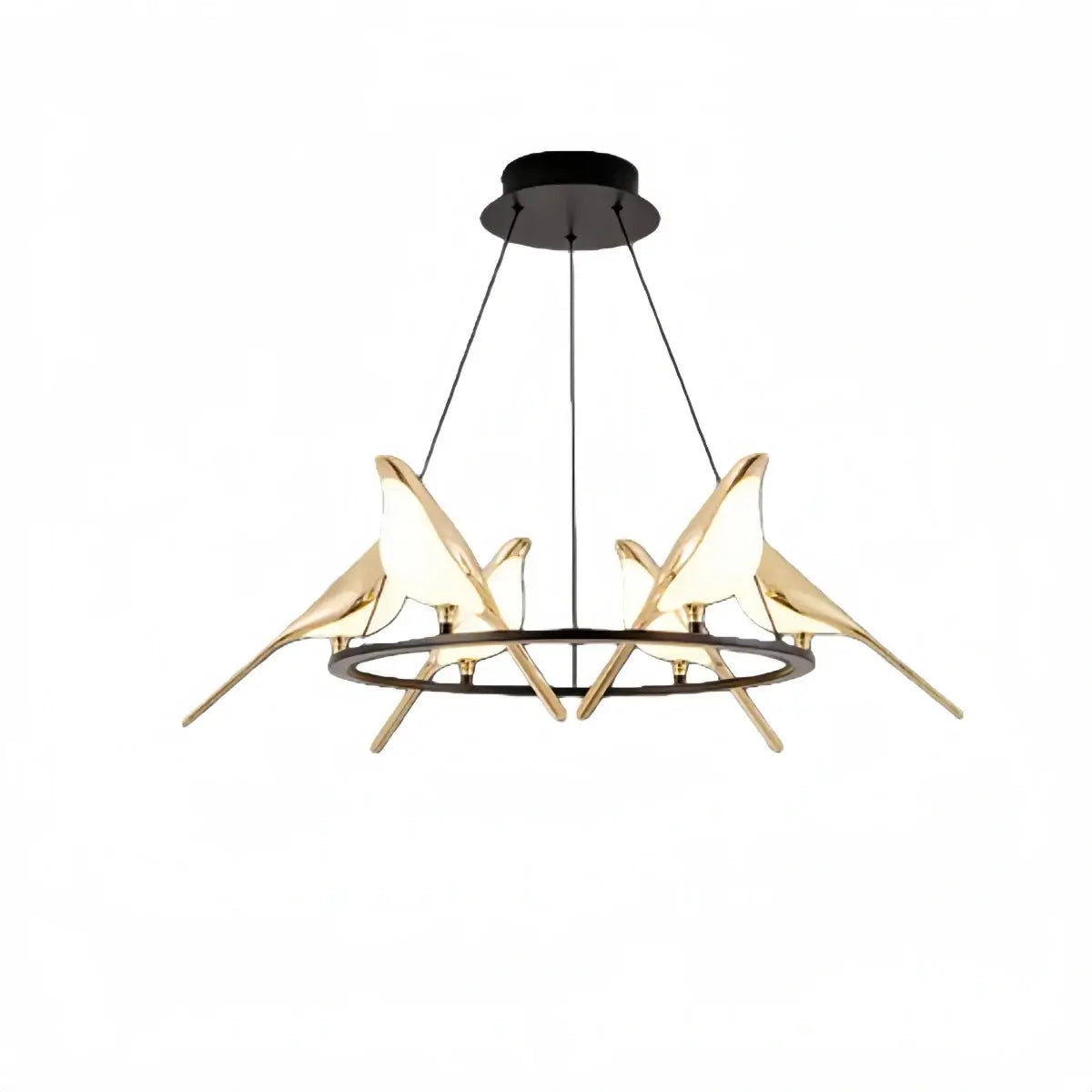 Modern Bird Chandelier – Gold Acrylic Magpie Design_