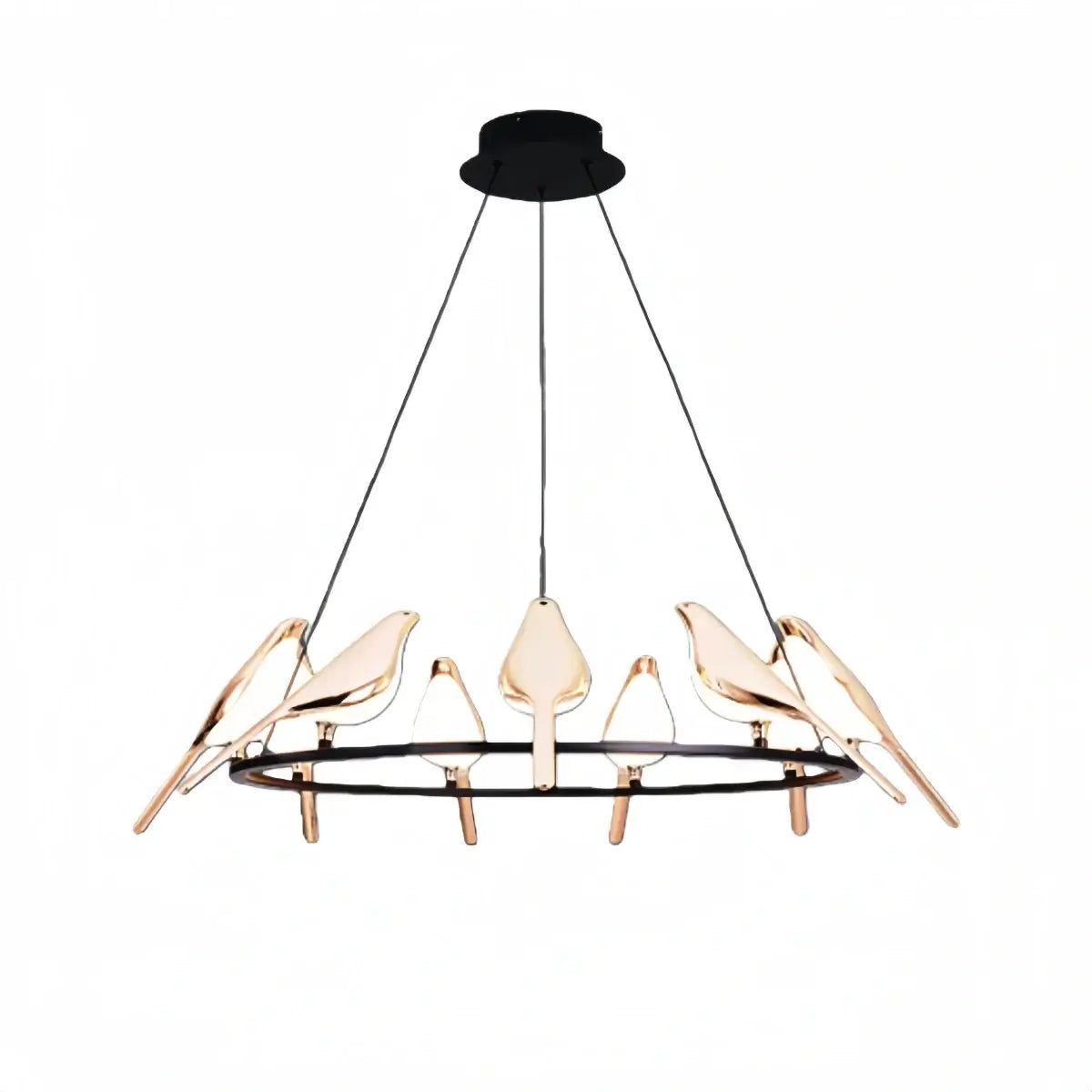 Modern Bird Chandelier – Gold Acrylic Magpie Design_