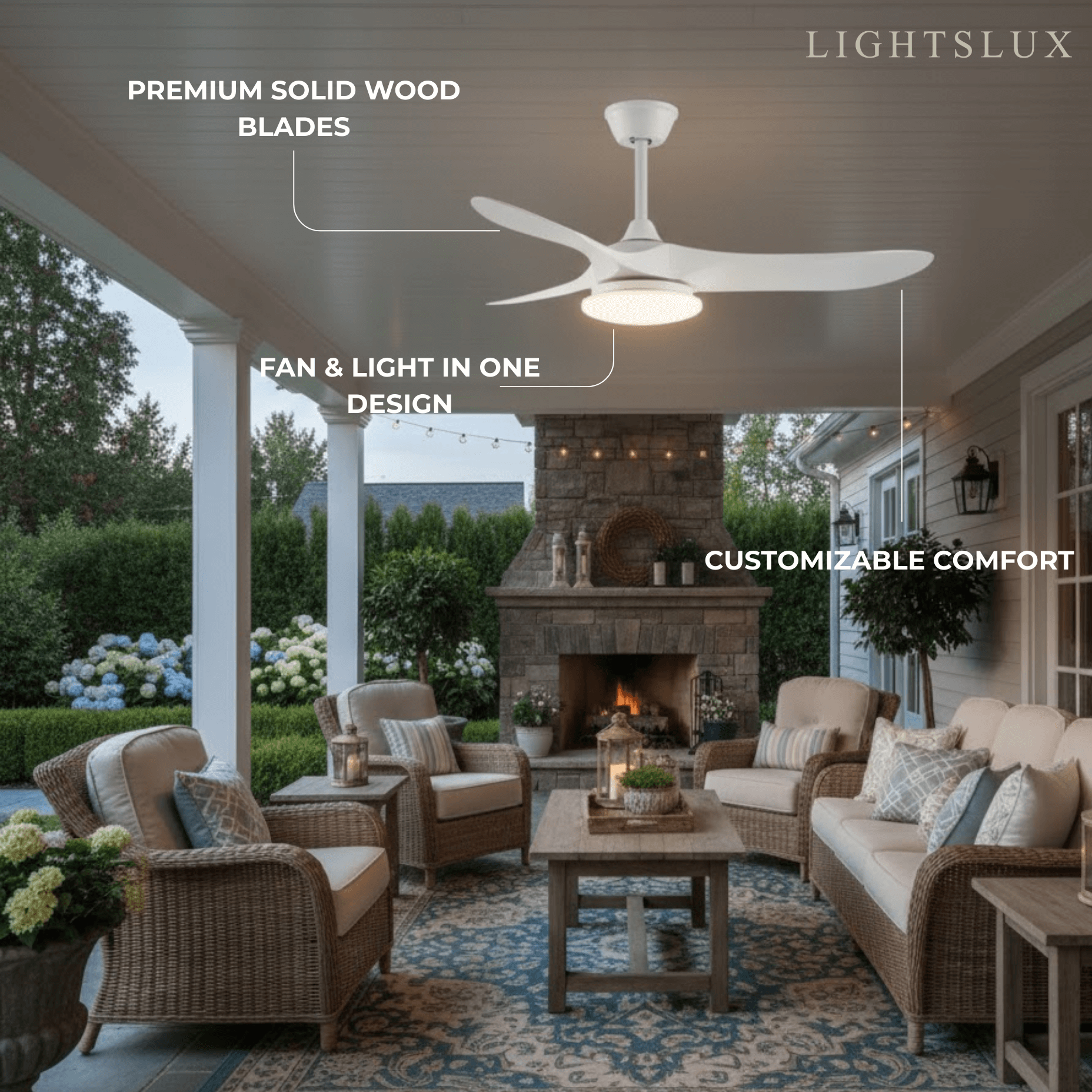 Zenno Modern Wood Ceiling Fan Light