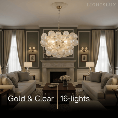 Modern Chandelier – Bubble Etched Glass 