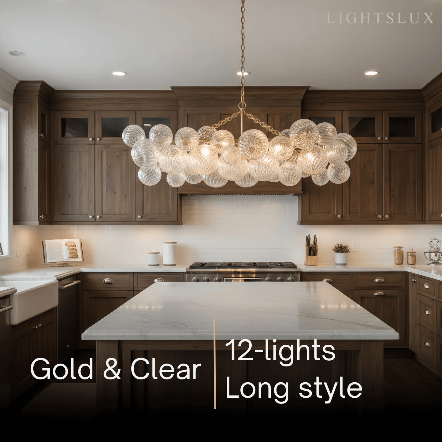 Modern Chandelier – Bubble Etched Glass 