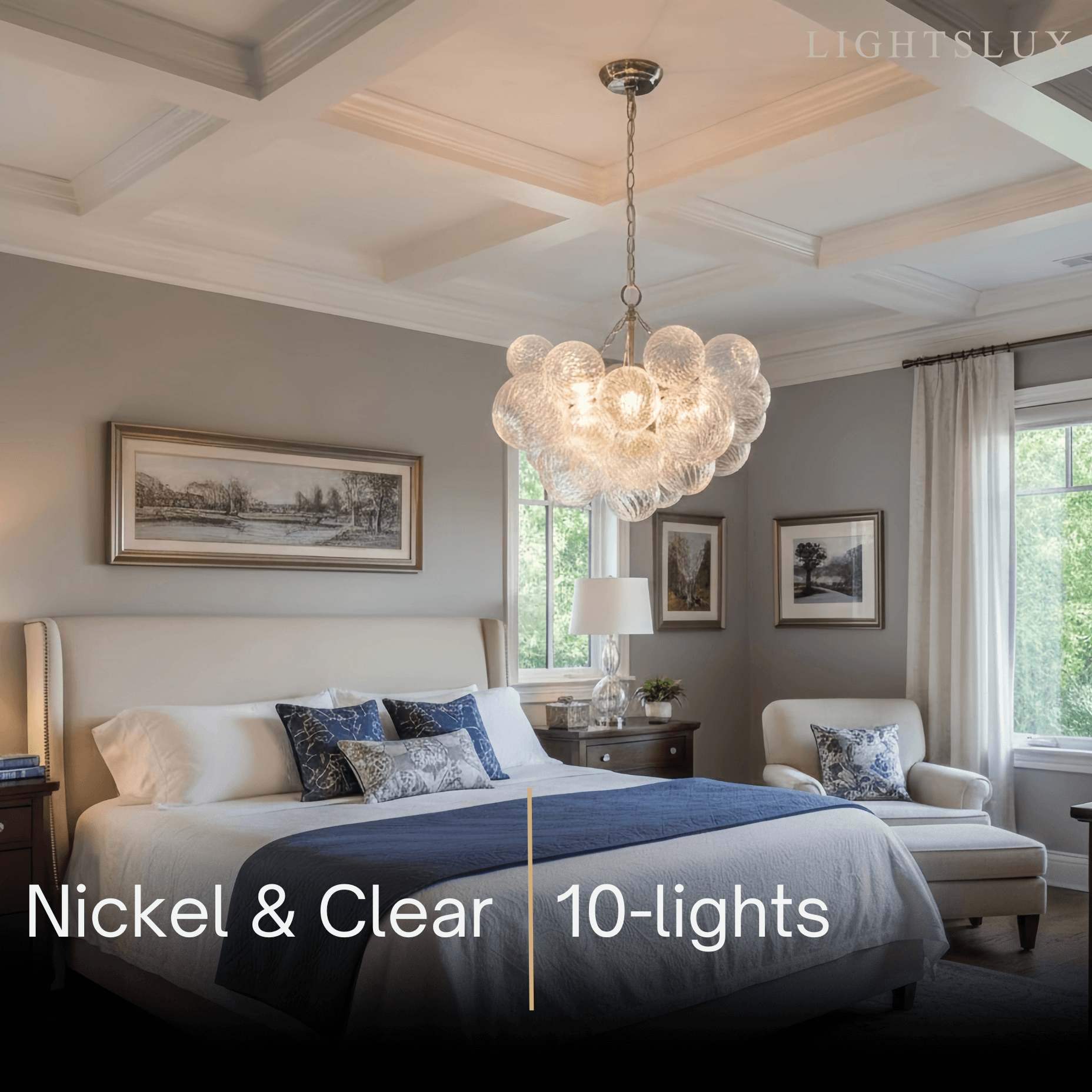 Modern Chandelier – Bubble Etched Glass 