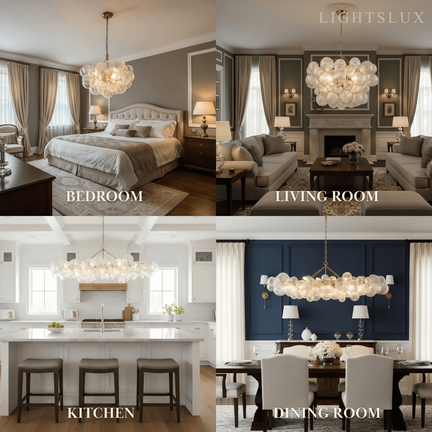 Modern Chandelier – Bubble Etched Glass 